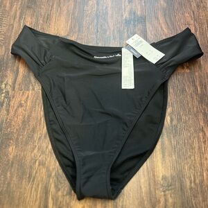 Abercrombie & Fitch Black Ruched-Side Mid Rise Swim Bottom Sz XL NWT Preppy